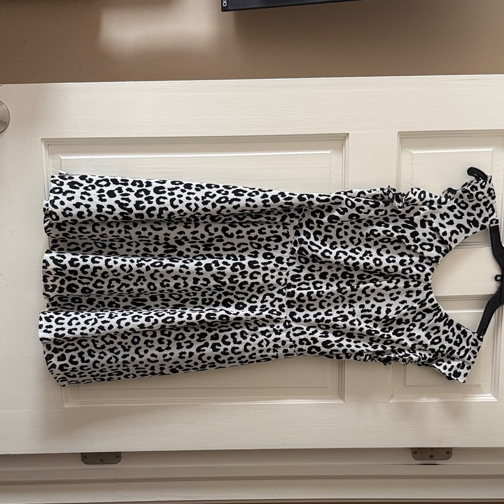 Express Black and White Leopard Print Midi Dress